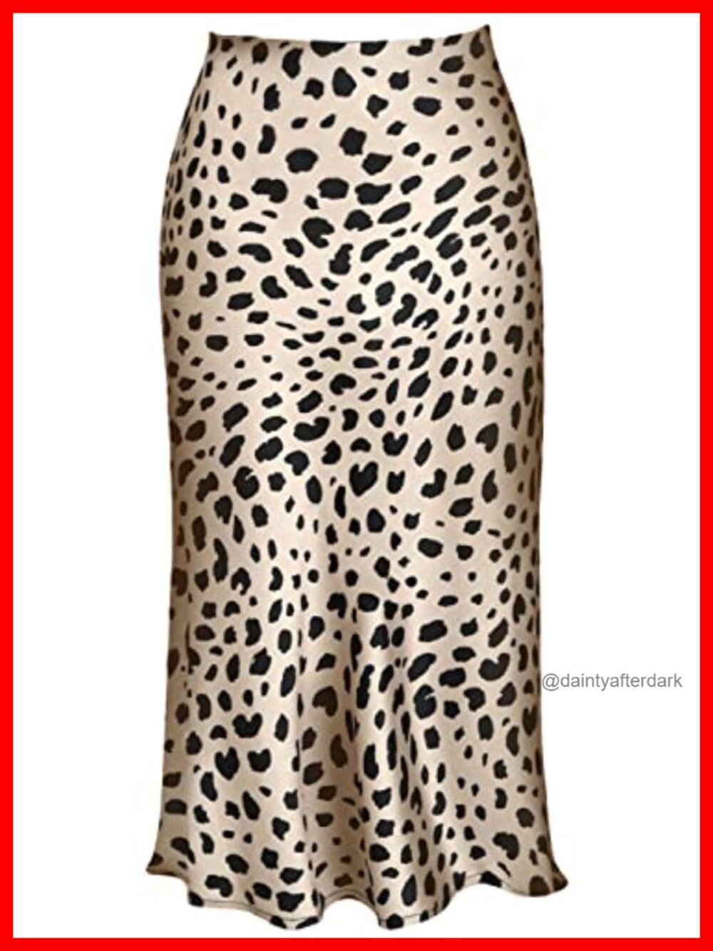 Leopard Print Skirt High Waist Midi Silk Satin A-Line Summer